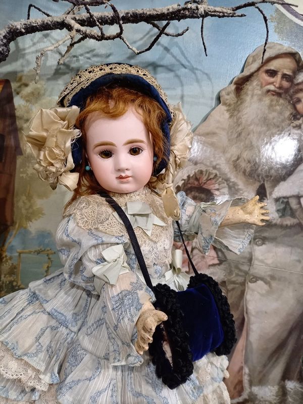 Rare French Bisque Bebe by Joanny with lovely antique Costume
