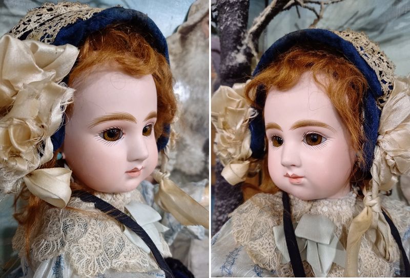 Rare French Bisque Bebe by Joanny with lovely antique Costume