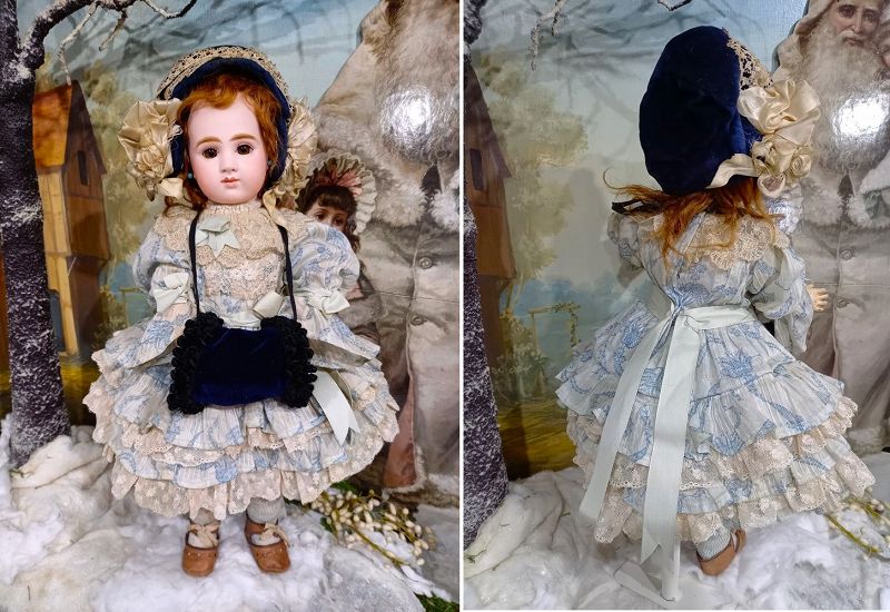 Rare French Bisque Bebe by Joanny with lovely antique Costume