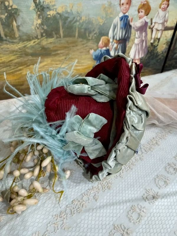 One of a kind French Bebe antique silk Costume &amp; Bonnet