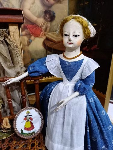 Stunning "Kathy Patterson" Artist glass eye Queen Anne Style wood Doll