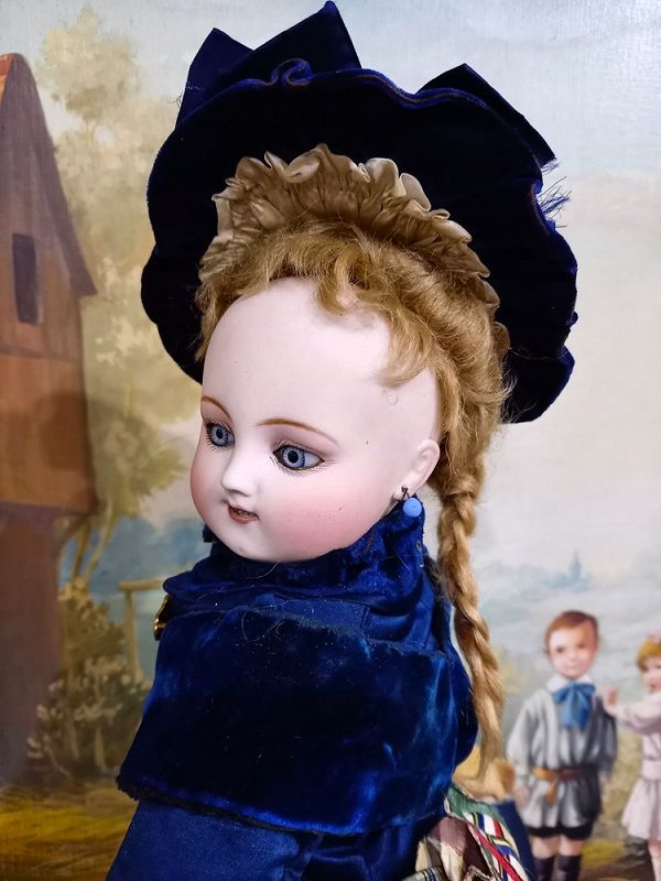 Rare Moon Face French Bisque Bebe Steiner in original Condition/ 1875