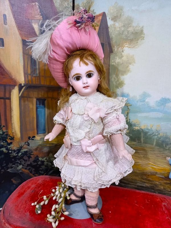 Lovely cabinet size French bisque Bebe Mascotte nicely wearing ....