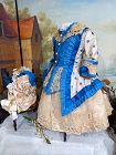 Superb one of a Kind French BeBe Silk Dress with Bonnet