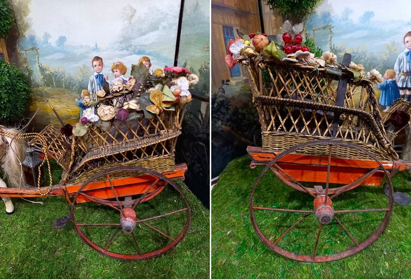Lovely French Poupee 19th. Century Wicker Country Cart
