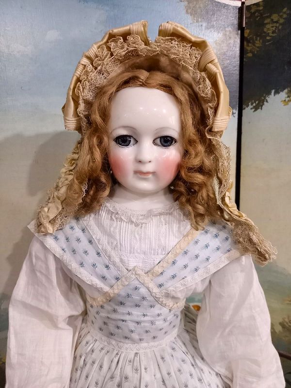 Rare large Early French Porcelain Poupee by Blampoix / 1855th.