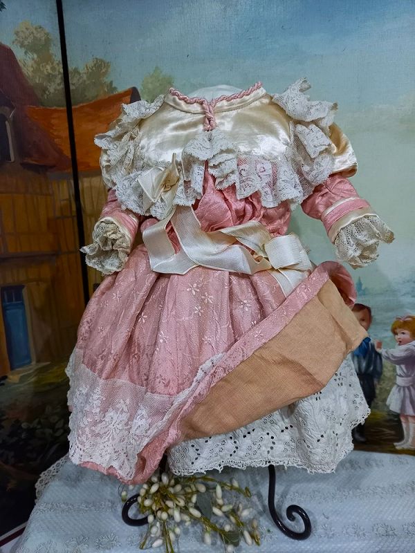 Fancy one of a kind French Bebe Silk Costume with Bonnet