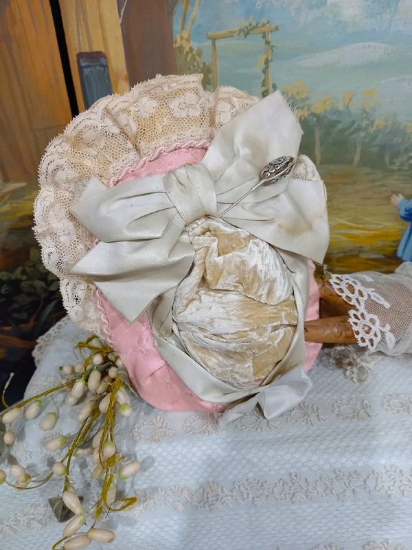 Fancy one of a kind French Bebe Silk Costume with Bonnet