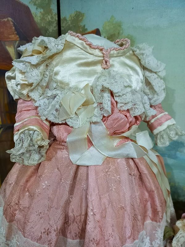 Fancy one of a kind French Bebe Silk Costume with Bonnet