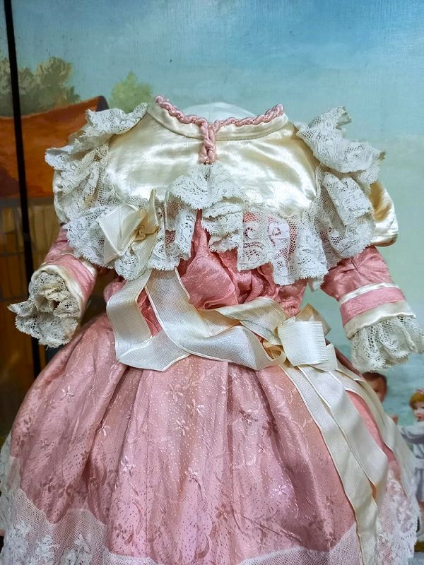 Fancy one of a kind French Bebe Silk Costume with Bonnet