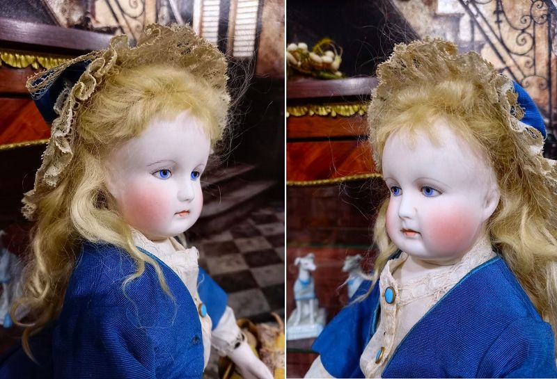 Rare early French Bisque Poupee by Leontine Rohmer / circa 1858th.