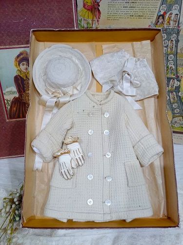 Rare all original Maison Jumeau Bebe Winter Couture Ensemble