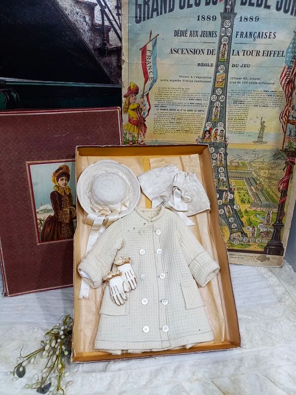 Rare all original Maison Jumeau Bebe Winter Couture Ensemble