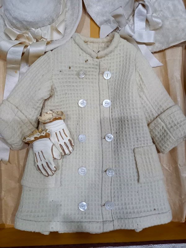 Rare all original Maison Jumeau Bebe Winter Couture Ensemble