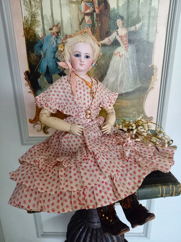 Very rare Bisque Poupee by Victor Clement on original Body