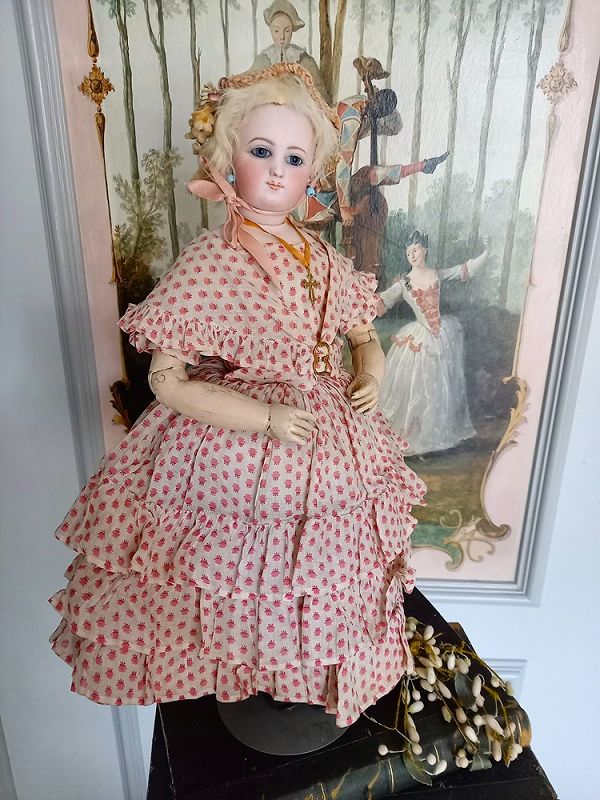 Very rare Bisque Poupee by Victor Clement on original Body