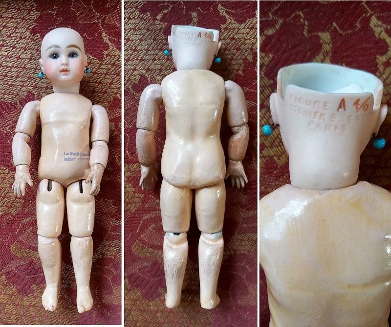 Rare 8,5&quot; tiny French Bisque Bebe by Steiner