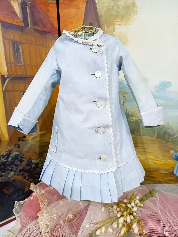 Beautiful antique French Light Blue Bebe Costume / France 1880