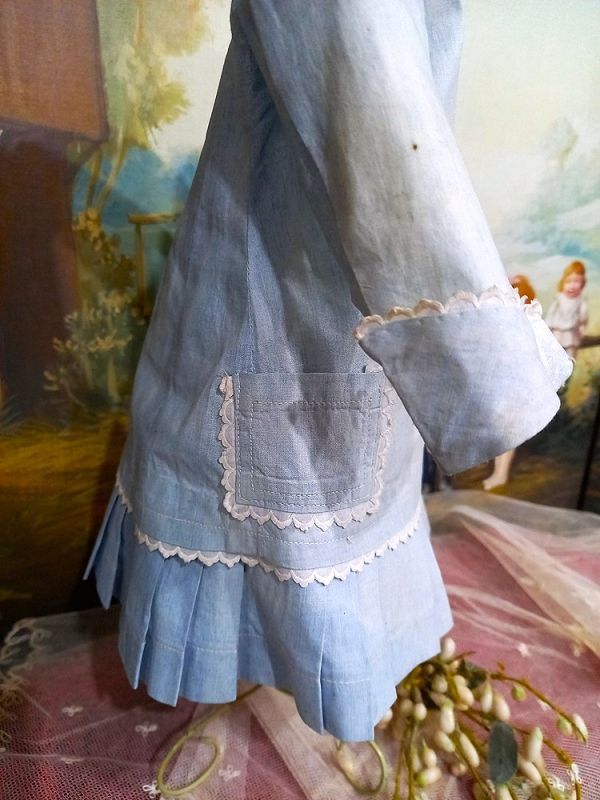 Beautiful antique French Light Blue Bebe Costume / France 1880