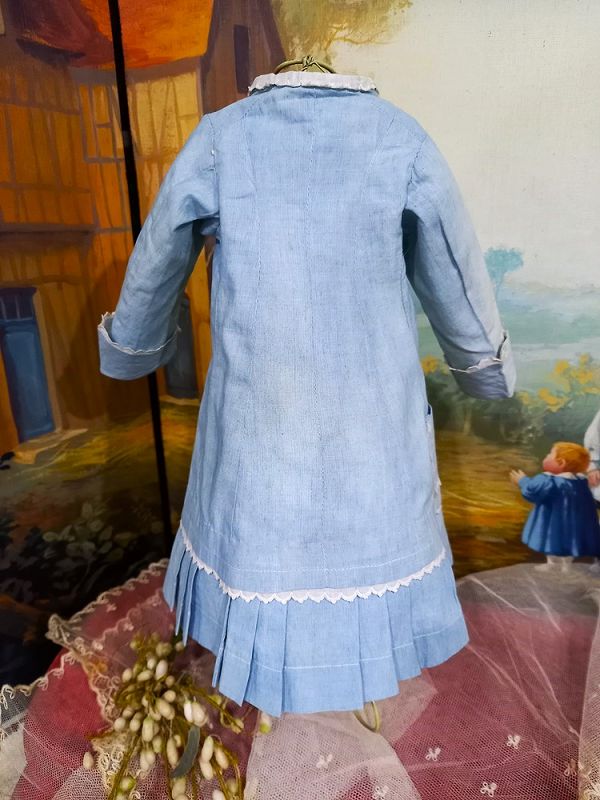 Beautiful antique French Light Blue Bebe Costume / France 1880