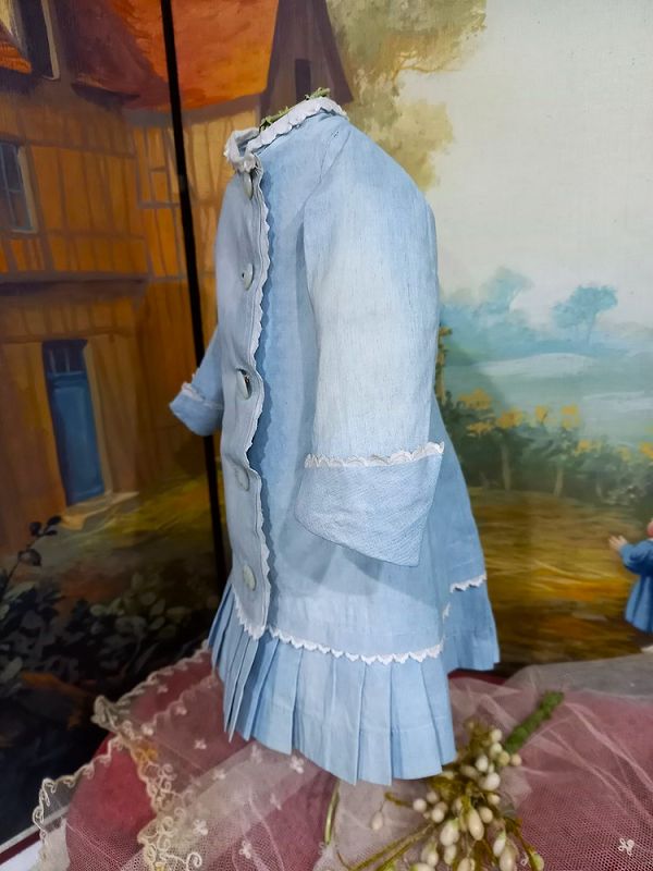 Beautiful antique French Light Blue Bebe Costume / France 1880