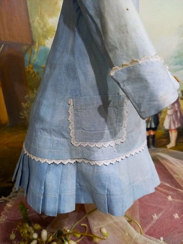 Beautiful antique French Light Blue Bebe Costume / France 1880