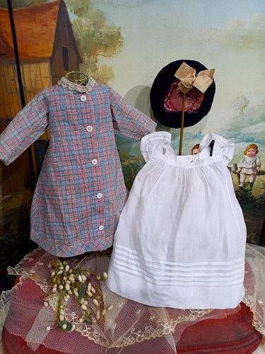 Lovely Three Piece original antique French Bebe Outfit / 1890