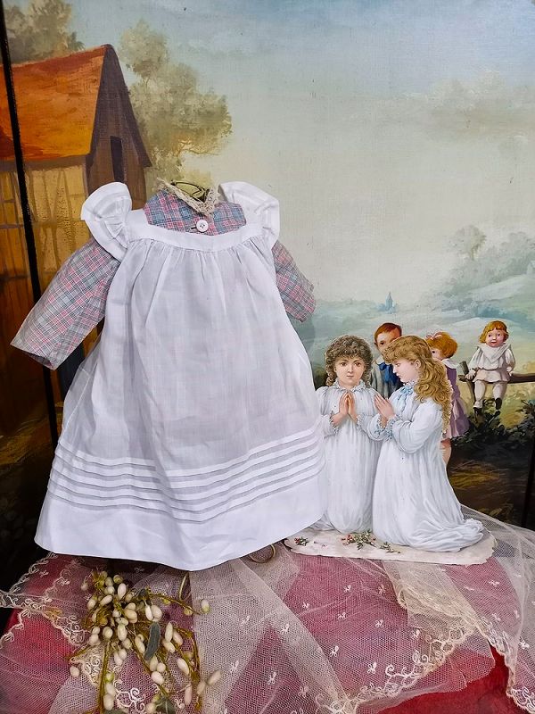 Lovely Three Piece original antique French Bebe Outfit / 1890