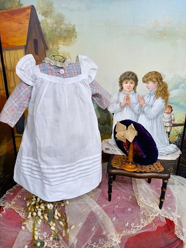 Lovely Three Piece original antique French Bebe Outfit / 1890