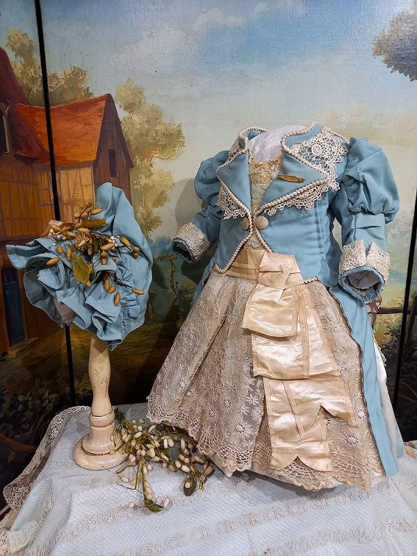One of a Kind French Bebe Couturier Costume with Bonnet
