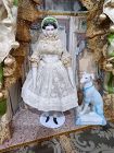 Exquisite Miniature Bisque Dollhouse Lady with fancy Bonnet