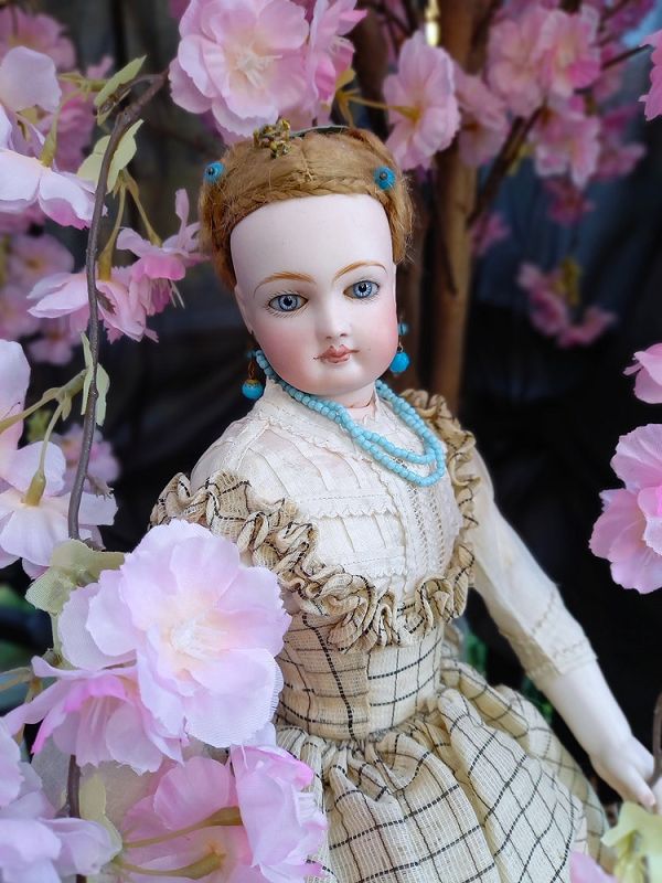 Near mint condition French Poupee by Jumeau with lovely Costume