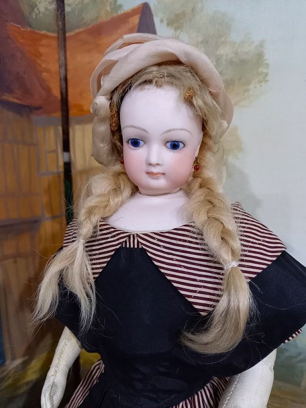 Lovely French Bisque Poupee with Original Gown