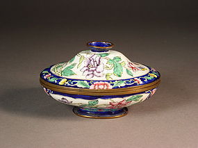 Chinese Canton enamel on copper dish