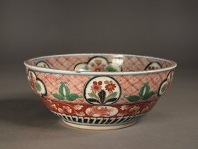 Japanese Imari porcelain brocade enameled bowl