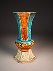 Chinese fahua gu-form altar vase