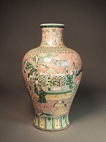 Chinese biscuit enameled porcelain vase