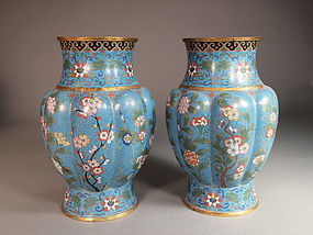 Chinese cloisonne vases (pair)