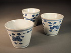 Chinese blue / white porcelain cups (3)