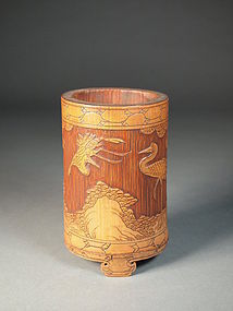 Chinese carved bamboo brush pot