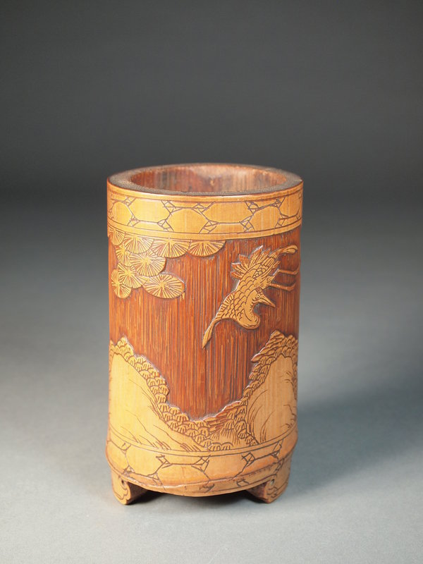 Chinese carved bamboo brush pot