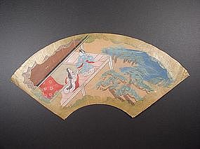 Original Nara-e fan painting, artist unknown