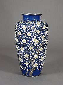 Japanese cloisonne vase with design of plum blossoms