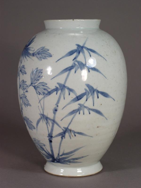 Korean blue and white porcelain vase with floral design