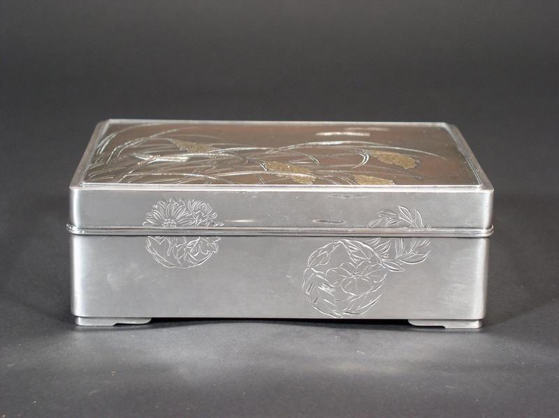 Japanese silver box with dragonfly design