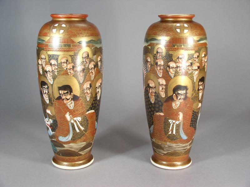 Japanese Satsuma vases in original box (pair)