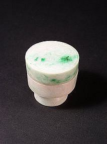 Chinese white jade circular pedestal box