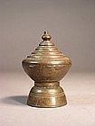 Burmese bronze stupa-form offering container
