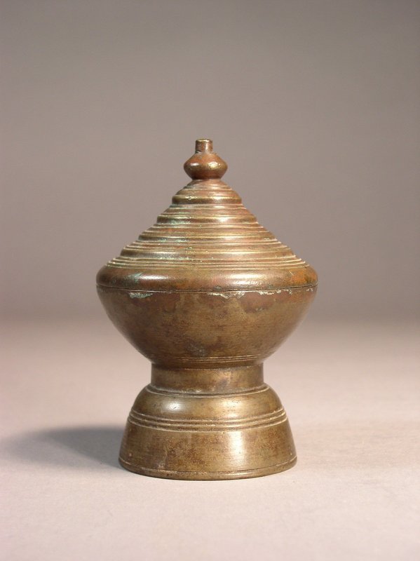 Burmese bronze stupa-form offering container