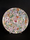 Chinese mille-fleurs enameled porcelain plate